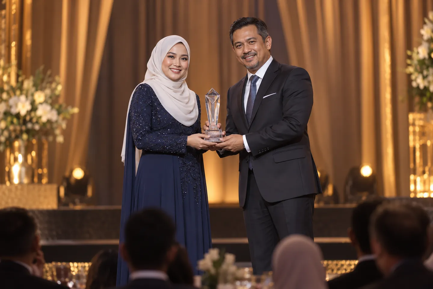 Penyampaian anugerah di pentas acara