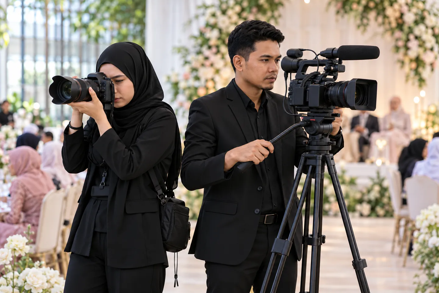 Jurugambar dan juruvideo merakam acara bersama