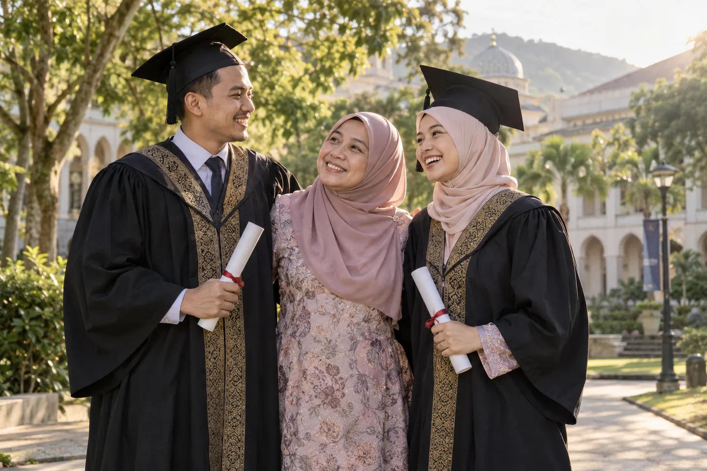 Graduan bersama keluarga di kampus